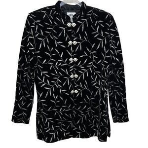 JBS Ltd Women's Black Velvet‎  Evening Wear Leaves Jacket Size 12